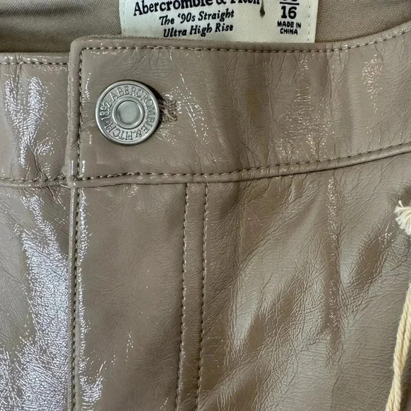 Abercrombie Fitch Jeans size 33 Ultra high rise‎ Vegan Leather The 90’s straight - Picture 8 of 12